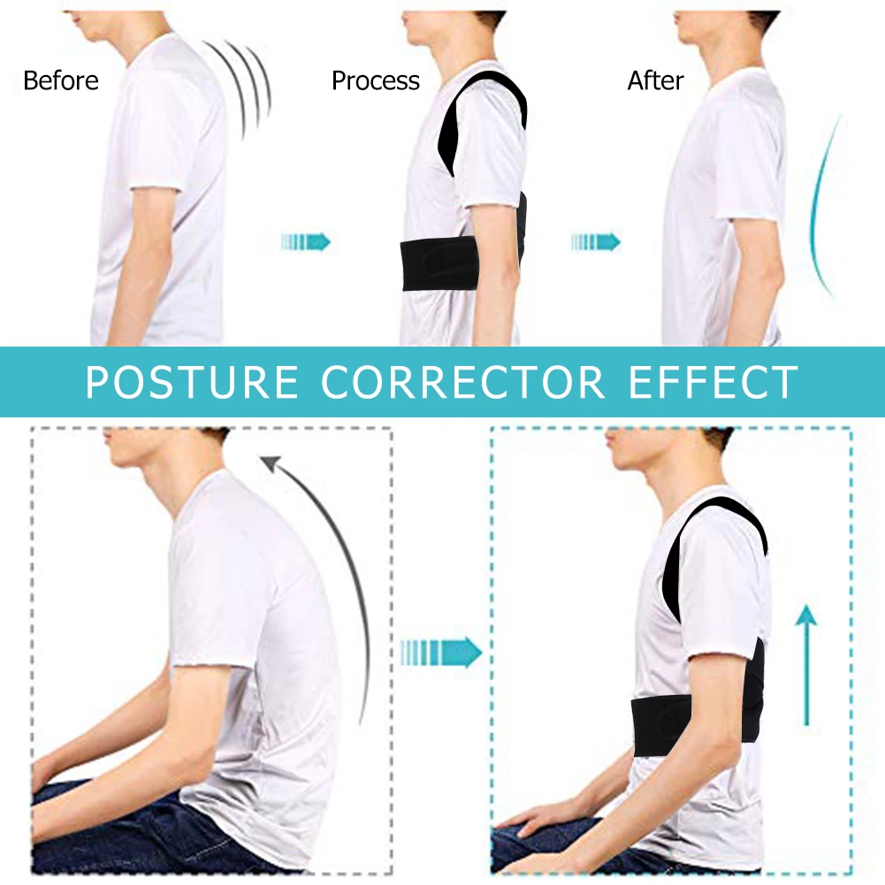 Reinforced Belt Lumbar Column Posture Corrector Vest  Adjustable Back Support Strap Shoulder Spine Brace Neck Stretcher Trainer