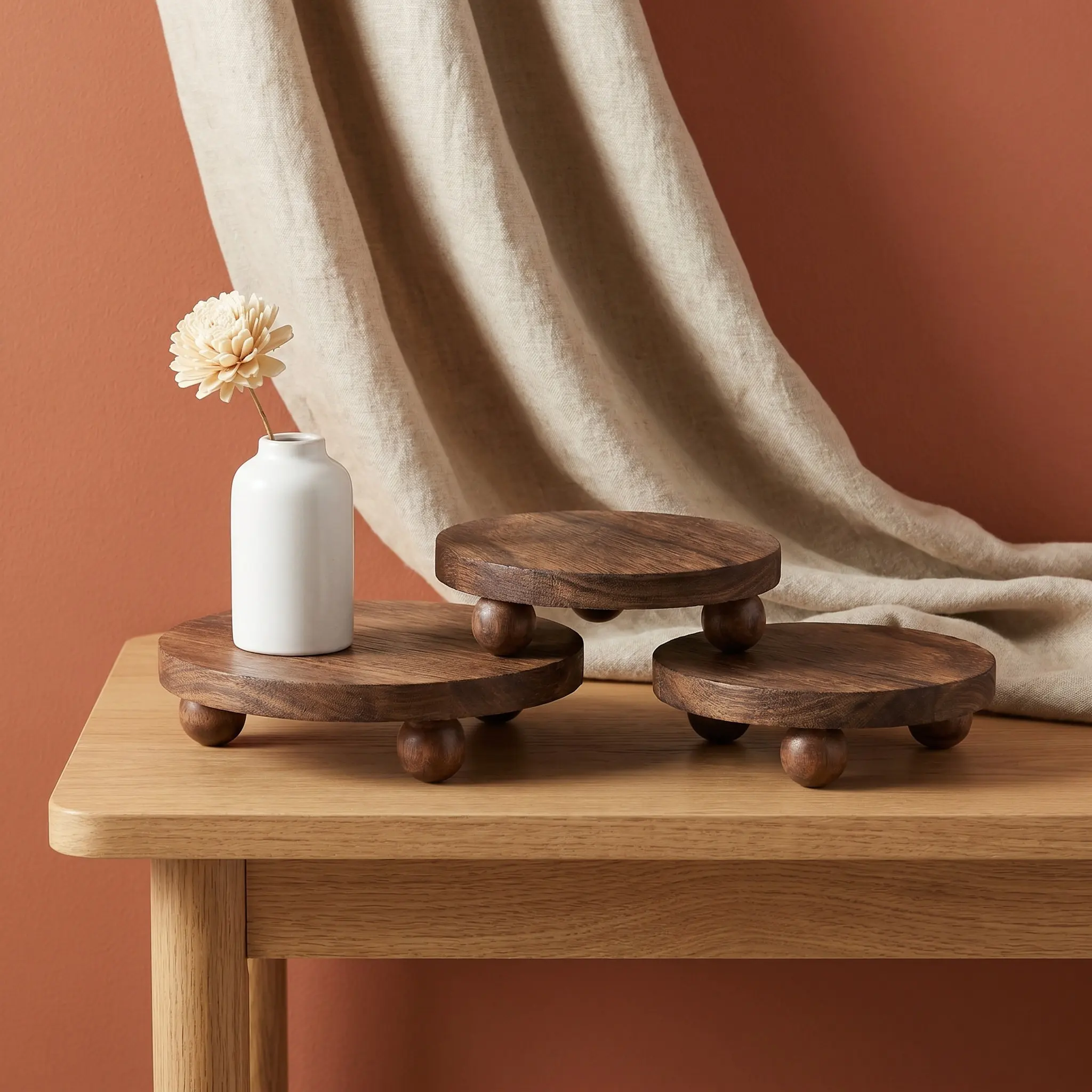 Display Risers Set - 3Pcs Small Wood Display Stand Set