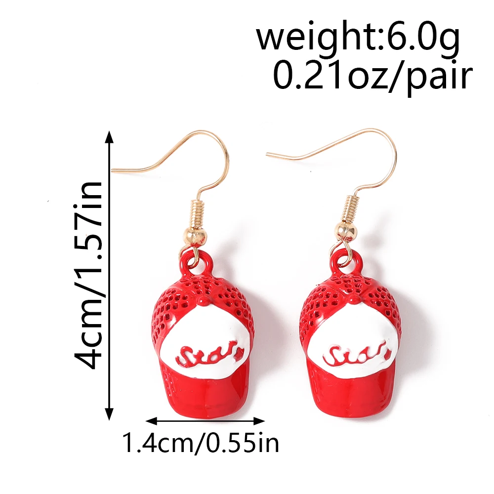 Aihua Kawaii Cartoon Hut Ohrringe Persönlichkeit Baseballkappe Strandpantoffel Hängeohrringe für Frauen Männer Urlaubsschmuck Geschenke – Detail 5