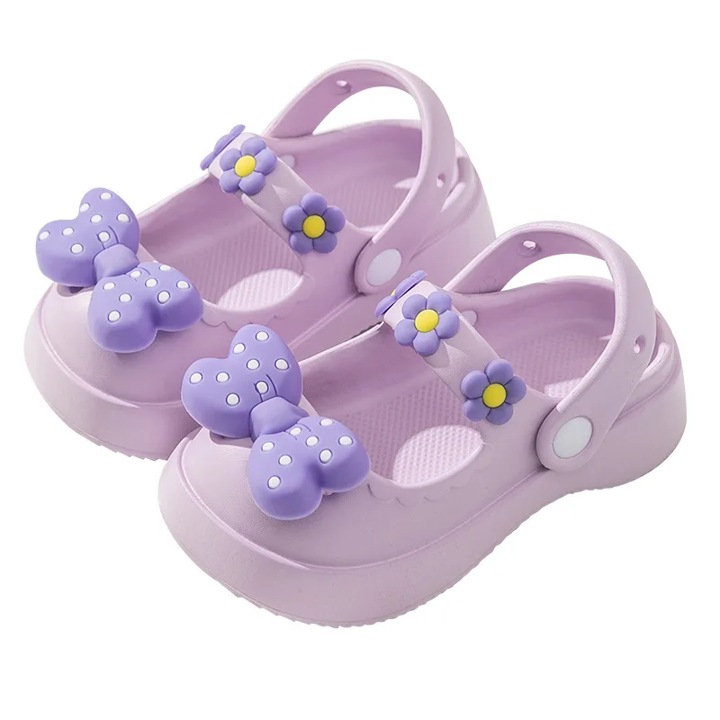 Pantofole per bambini per ragazze estate semplice moda carino fiocco Cave scarpe Indoor genitore-figlio sandali sopraelevati