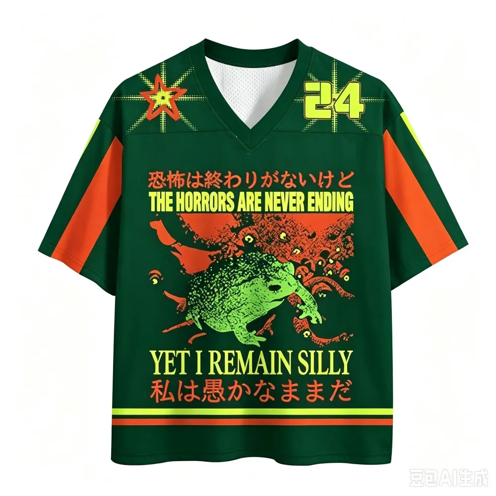 Fun Alien Horror Frog 3D Print Men Women V-neck Quick-drying  Breathable Loose T-shirts for Casual Short-sleeved Streetwear Tops