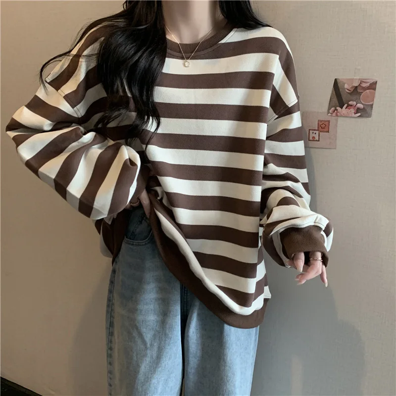 Gothic Pullover Streetwear 2024 Sweaters Women Harajuku Punk Knitted Stripes Jumper Vintage Plus Size Loose Long Sleeve Tops