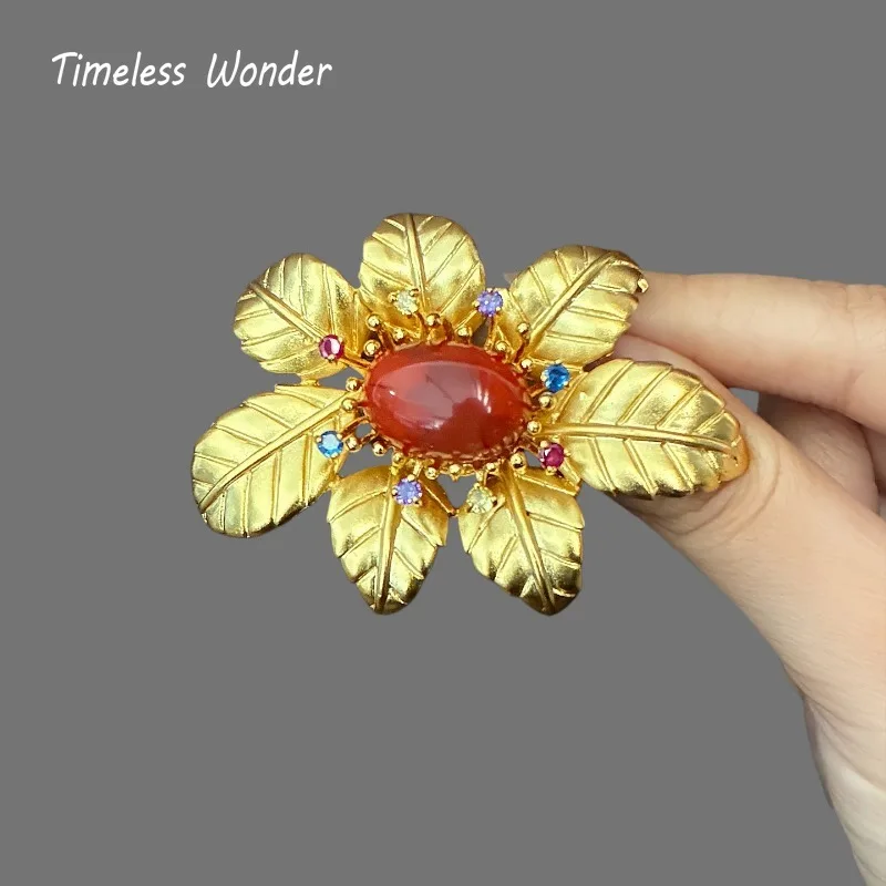 

Timeless Wonder Fancy Agate Floral Brooch Pins Women Designer Jewelry Top Gift Trendy Chinese Style Rare Mix 5285