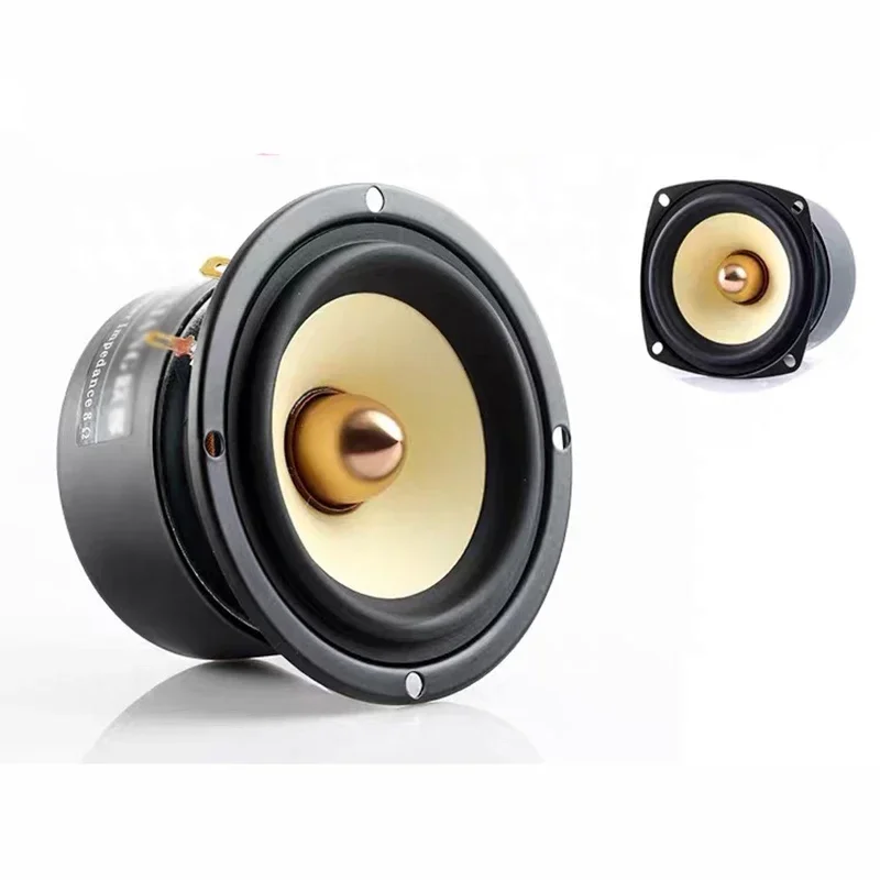 3 Inch Car Power Tweeters, HIFI Full Range Speaker Bass Loudspeaker, Yellow Paper Cone, 10-25W, 4/8 ohms, with Magnet