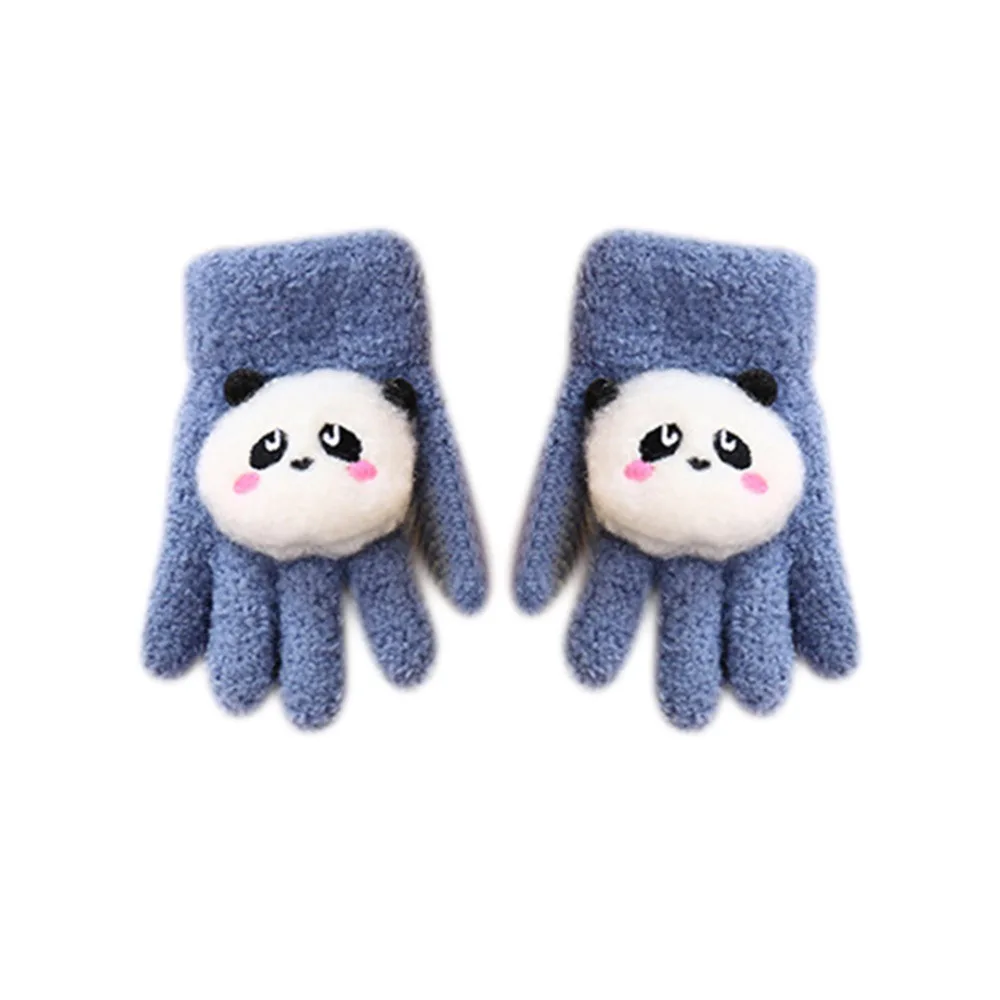 Cold Proof Autumn Winter Kids Gloves Thickened Windproof Hand Warmer Riding Skiing Gloves Cartoon Panda