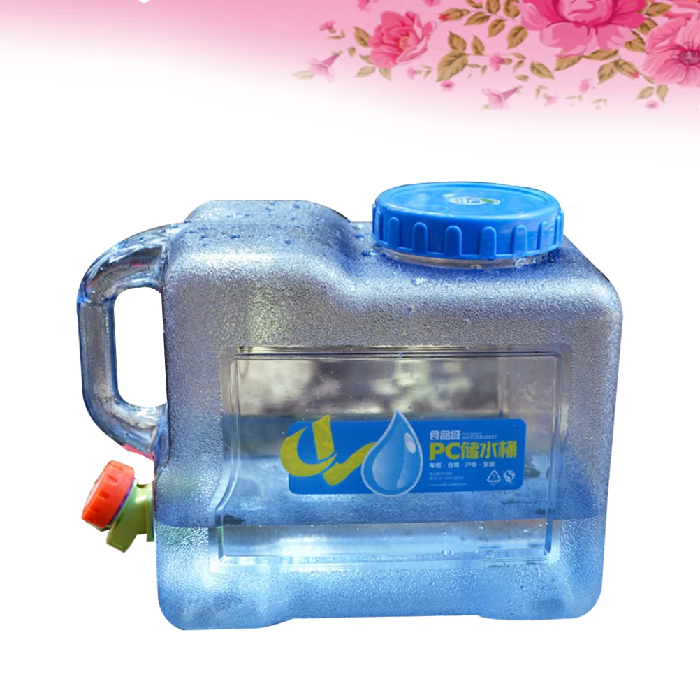 

8 L Car Water Bucket Container Outdoor with Faucet Blue Portable Carrier Travel Gear