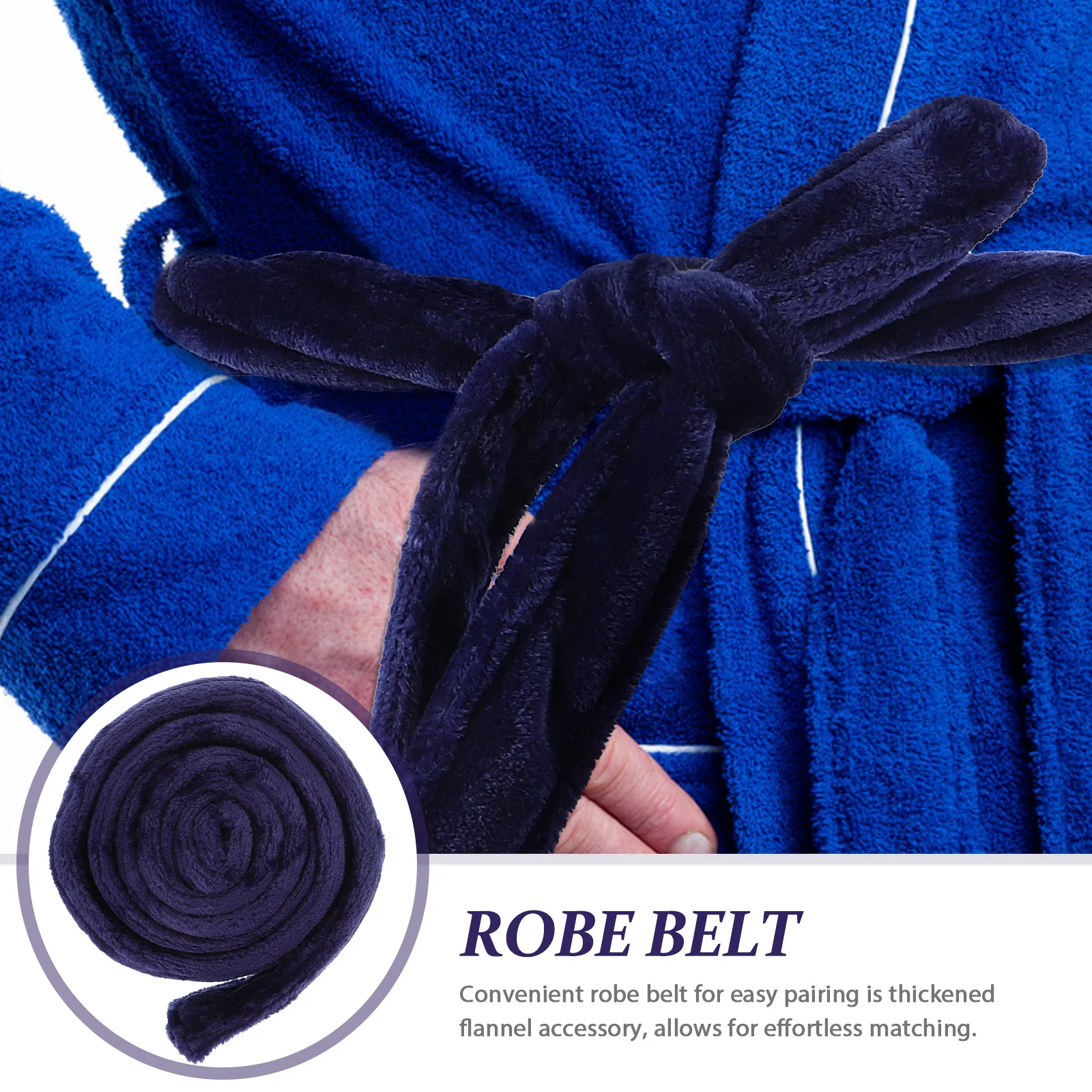 حزام رداء من الفلانيل، حزام خصر سميك ناعم لحفلات سبا الفندق، للاستخدام المريح القابل للتعديل