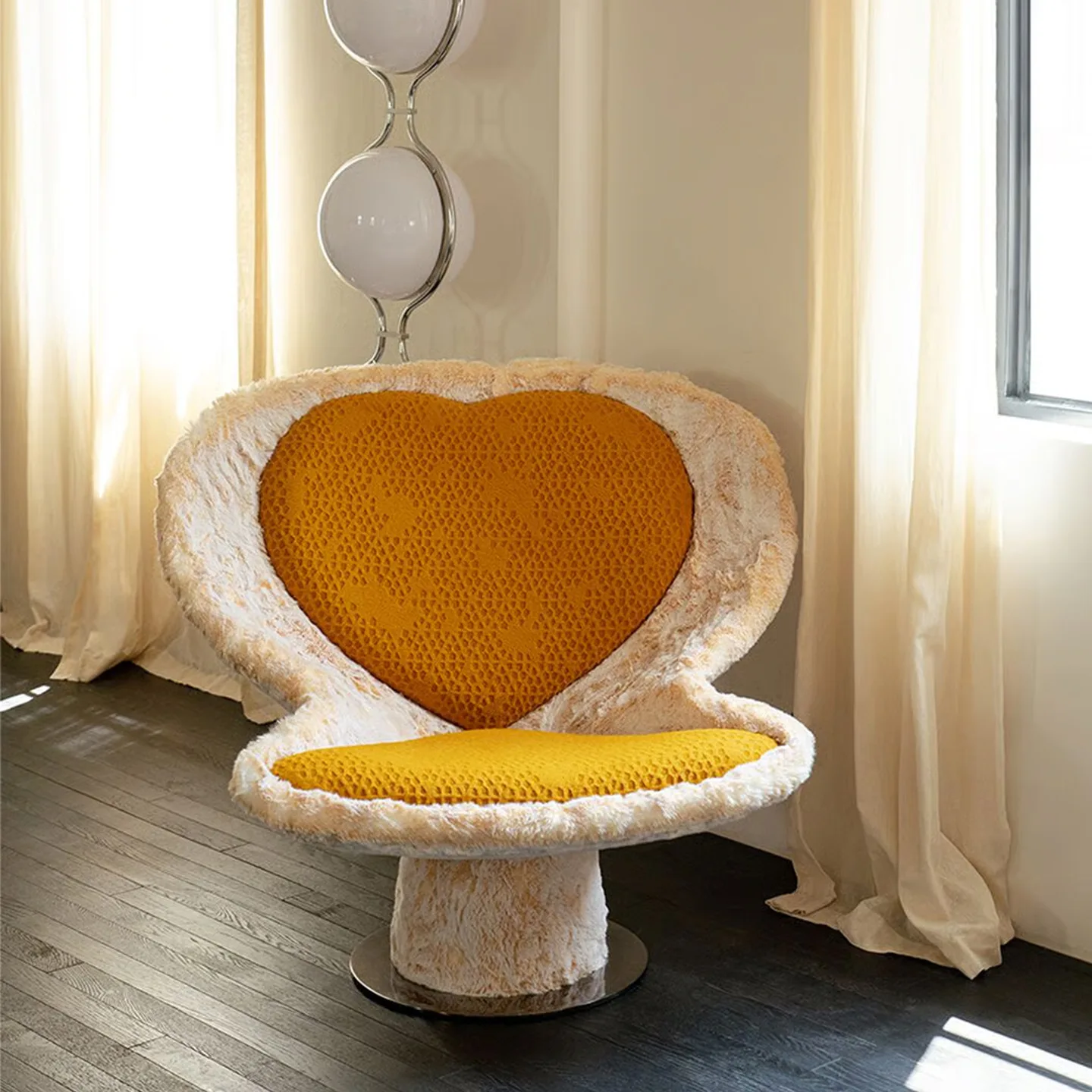 Creative designer love plush single sofa chair fiberglass villa living room bedroom leisure chair