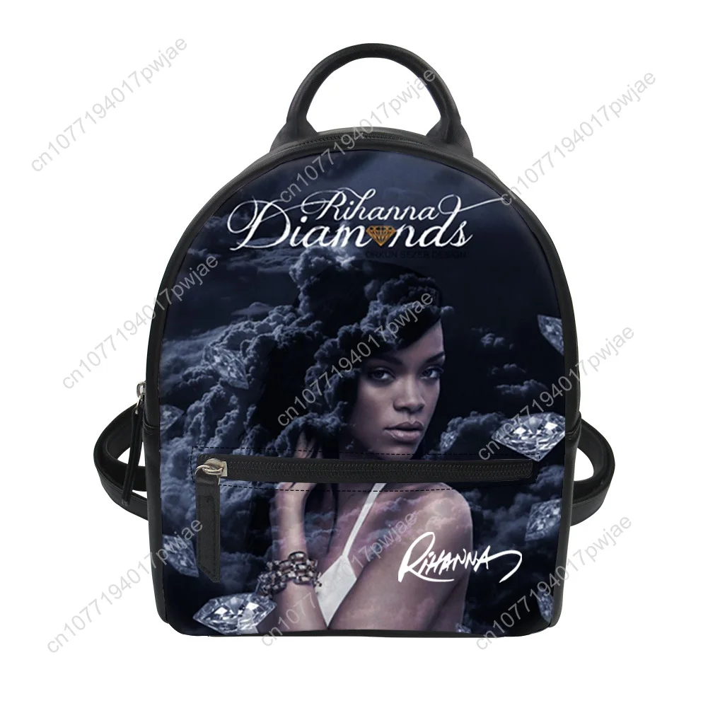 R-Rihanna Hip-hop Rapper Custom Mini Small Backpack Purse Carter Schoolbags Double Shoulder Bag Mini Daypack Leather Travel Bag