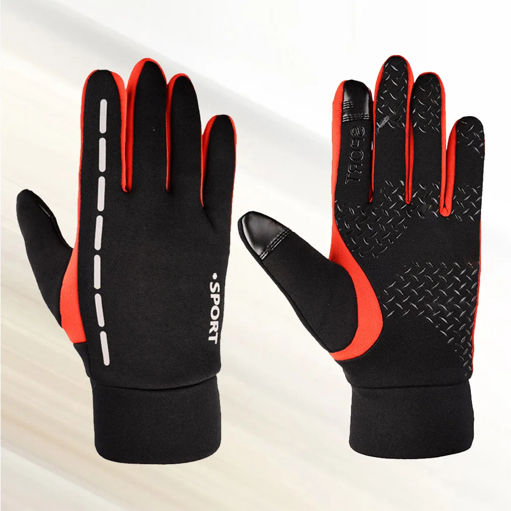 

1Pair Breathable Warm Screen Touch Gloves Red Size L Waterproof Windproof Anti Slip Gloves for Hiking Camping Cycling Skiing