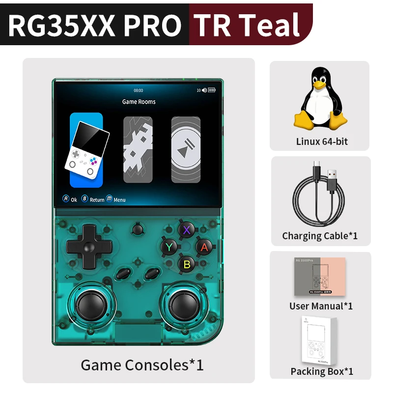 Anbernic RG 35XXPRO Retro Handheld Gameconsole 3.5'' IPS Scherm Linux 64-bit 3200mAh Draagbare Simulator Game Speler 64GB HD-Uitgang