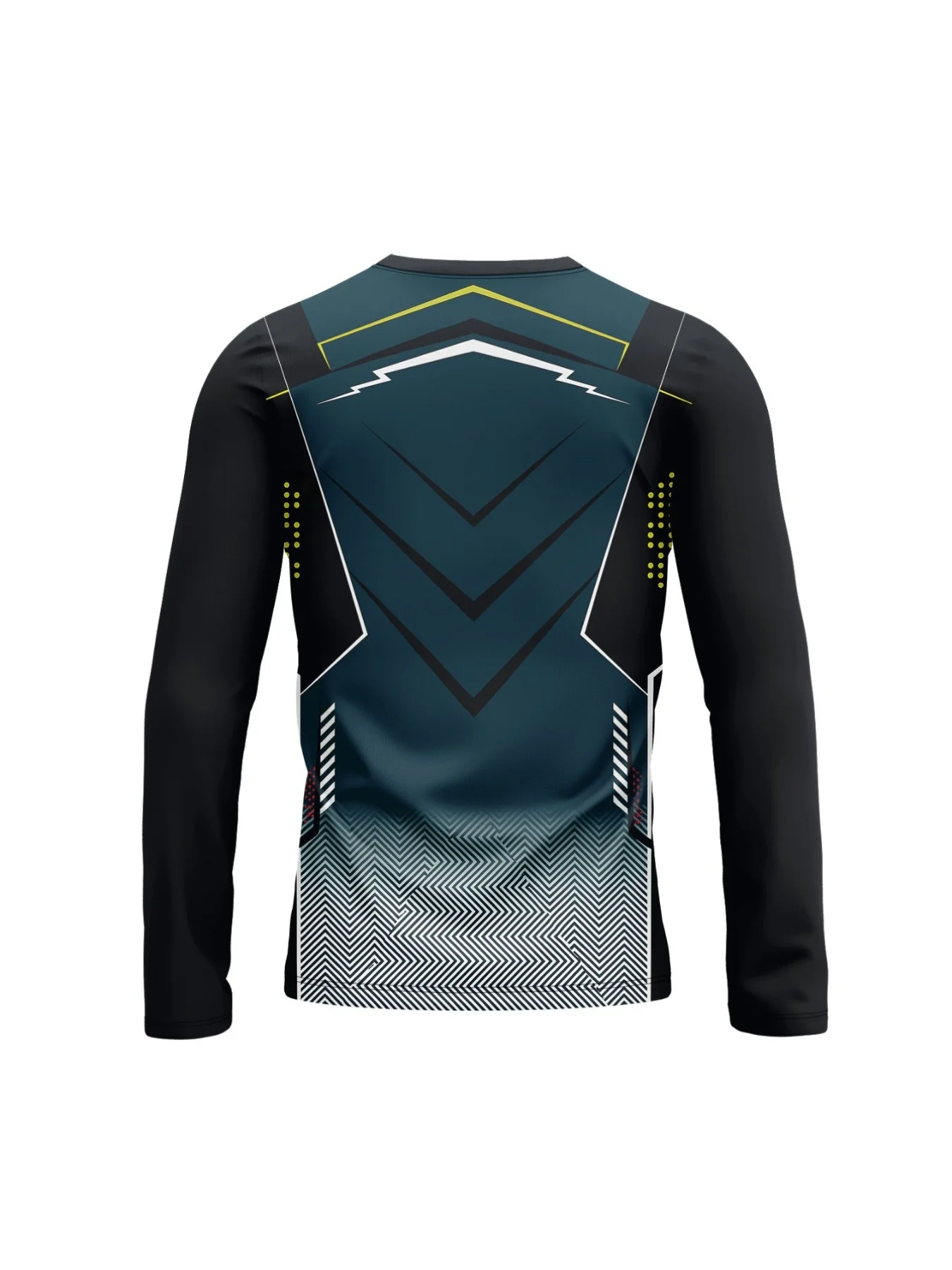 New long-sleeve T-shirt in gradient blue with geometric digital print, breathable and comfortable long-sleeve casual sports top view 4