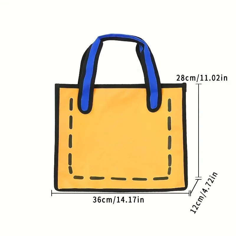 1pc Large Capacity Cute Shoulder Bag Portable Double Handle Handbag Simple Design Casual Shopping Bag