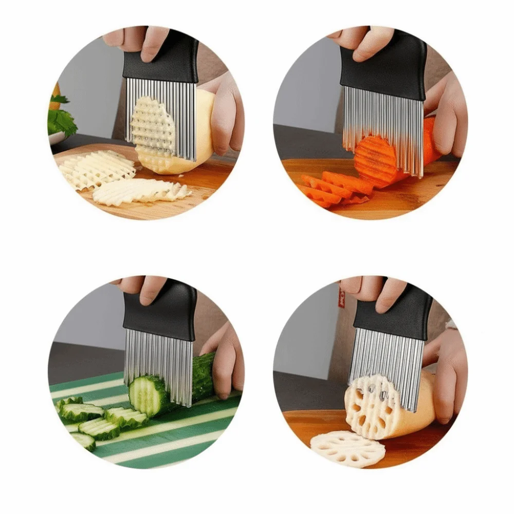 Stainless Steel Potato Chip Slicer Thickened Corrugated Wavy Chopper Multi-Functional Potato Cutter Vegetable Processing