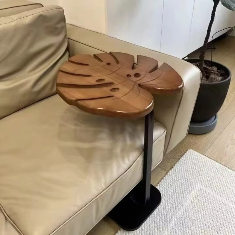 Turtle bamboo leaf wood side table, living room art style decorative table