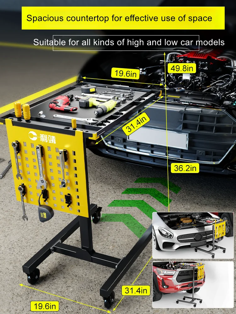 Banco de trabajo de elevación, piezas de reparación de motor, taller de almacenamiento, carro de herramientas móvil, carro de herramientas de reparación de automóviles