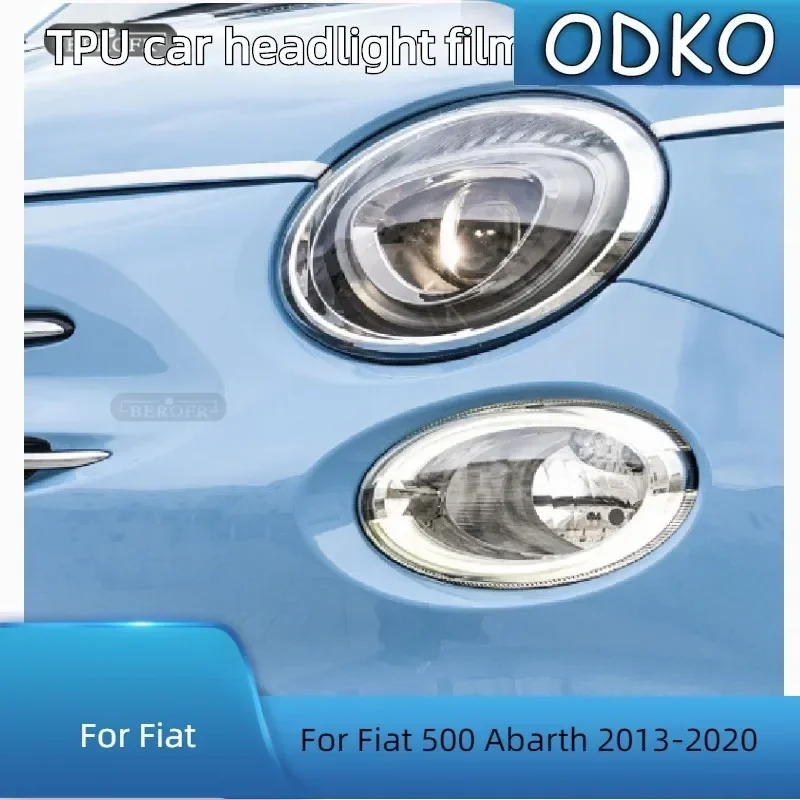 

For Fiat 500 Abarth 2013-2020 Car Headlight Protection Tint Film Smoke Black TPU Protective Transparent Sticker Accessories