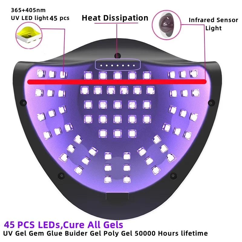 Prego Secagem Lâmpada para Unhas, Luz UV, Gel Polonês, Manicure Cabin, Lâmpadas LED, Máquina secadora, Equipamentos Profissionais