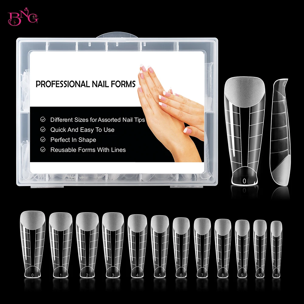 BNG Poly Nail Gel Quick UV Building Mold Tips Heart Nail Dual Acrylic Cover Forms Finger Extension Nails Art Tools Accessories