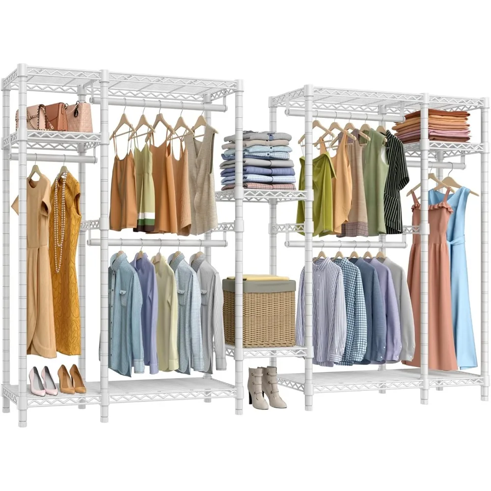 

V22S Extra Large Garment Rack, Heavy Duty Clothes Rack, Portable Wardrobe Closet, Freestanding Closet System with Adjustable 8