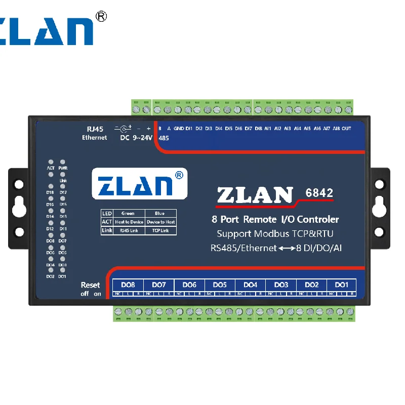 Contrôleur Modbus Tcp Io Tech Ethernet, citations d'entrée numériques, sortie analogique, réseau Rs485