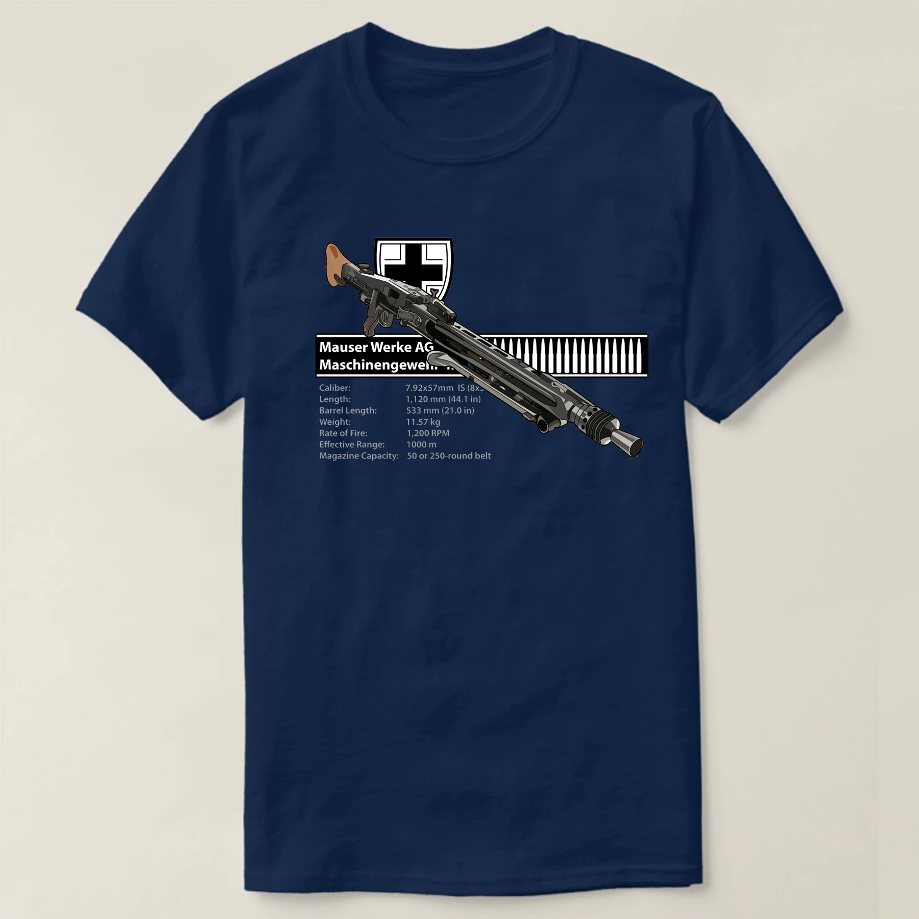 WWII German Weapon Wehrmacht MG42 Machine Gun T Shirt. Short Sleeve 100% Cotton Casual T-shirts Loose Top S-3XL