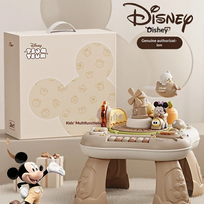 Juego de regalo para bebés recién nacidos de Disney, piano musical multifuncional de 0 a 12 meses, tambor de mano, juguetes educativos para edades tempranas, regalos para bebés de luna llena