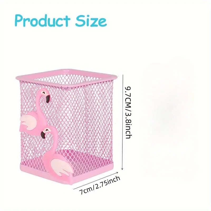 Chic Pink Flamingo Metal Pen Holder | Metal | Multi-Functional, Lightweight | Office and Home Storage