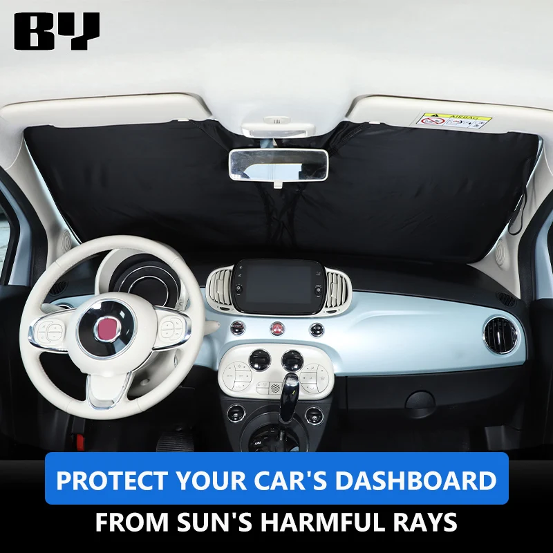 Car Windshield Sunshade Reflective Sunshade Car Interior Protective Sunshade Fits For Fiat 500 2010-2024 Accessories