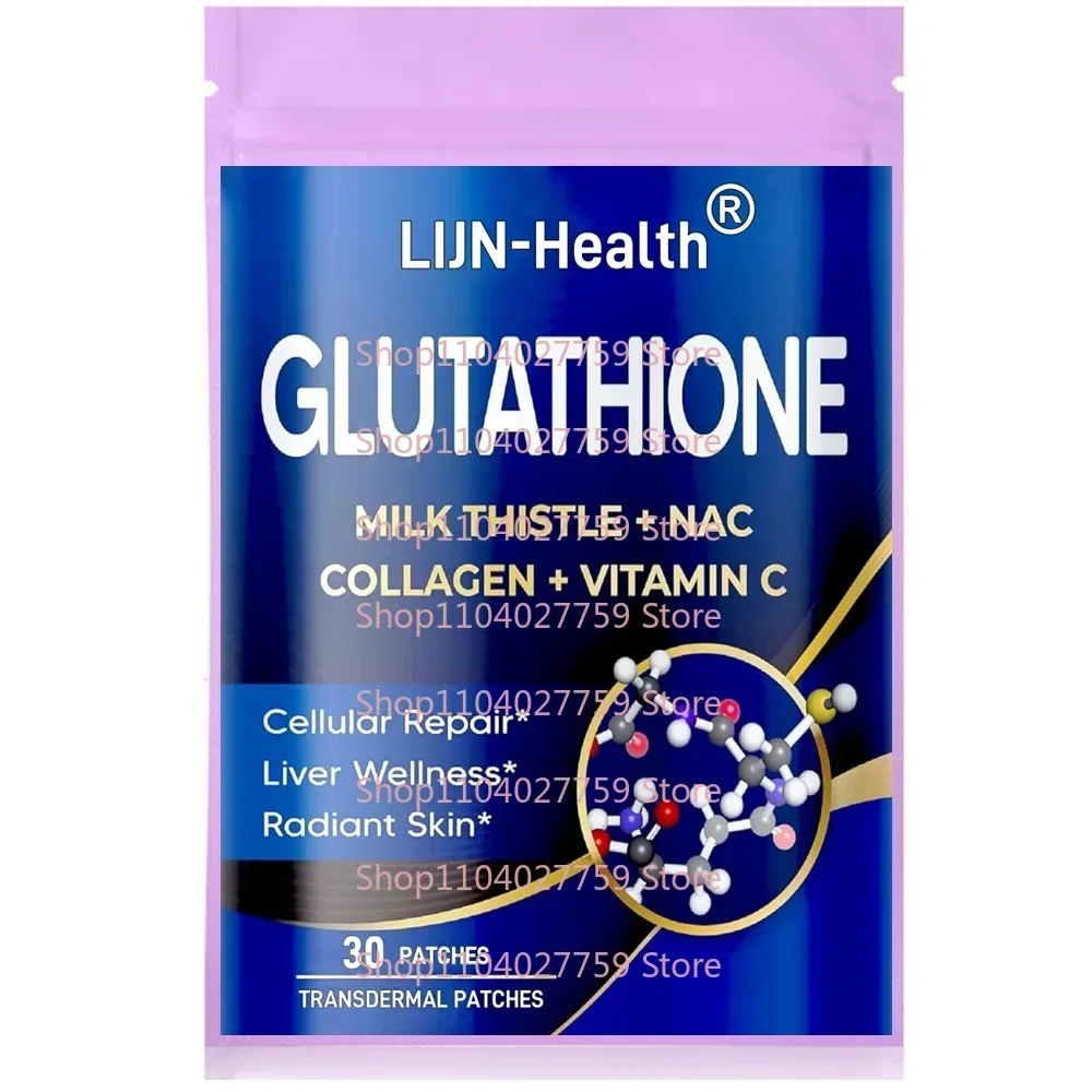 30 Patches Glutathione Transdermal Patches with Milk Thistle, NAC, Collagen, Vitamin C - Cellular Wellness, Radiant Skin