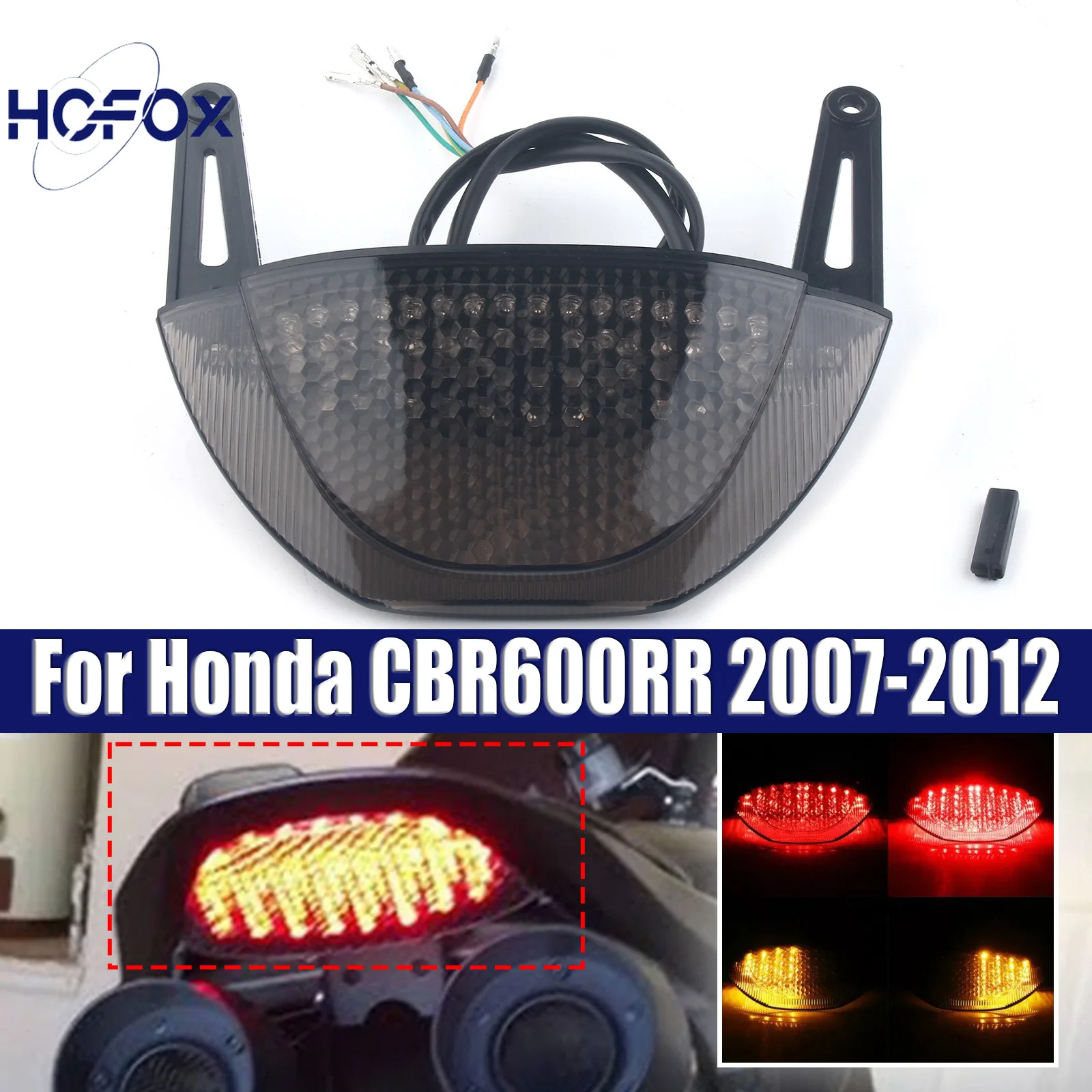 

For Honda CBR600RR 2007-2012 Motorcycle LED Taillight Rear Tail Brake Stop Turn Signals Light CBR600RR