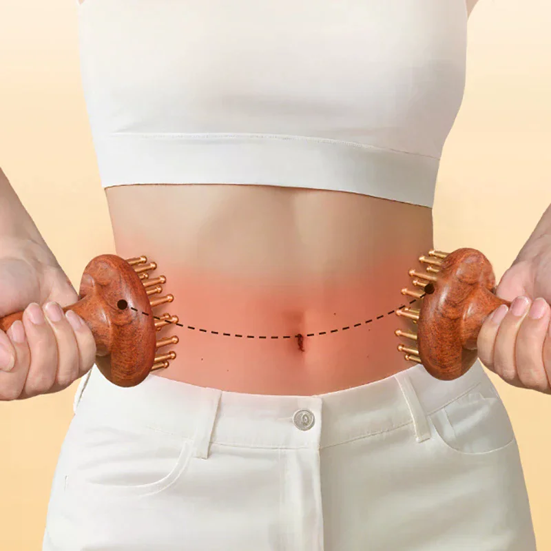 

Цельная латунная меридианная щетка с 29 зубьями, мастерство, деревянная ручка, массажная щетка, многоцелевой массажный инструмент для красоты и коррекции фигуры