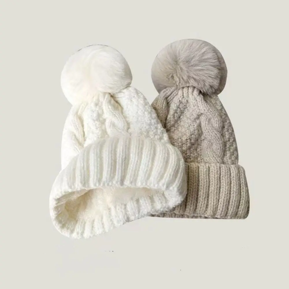 Cappelli lavorati a maglia ispessimento casual Protezioni per le orecchie antivento Cappello di lana Cappelli a cuffia tinta unita da donna