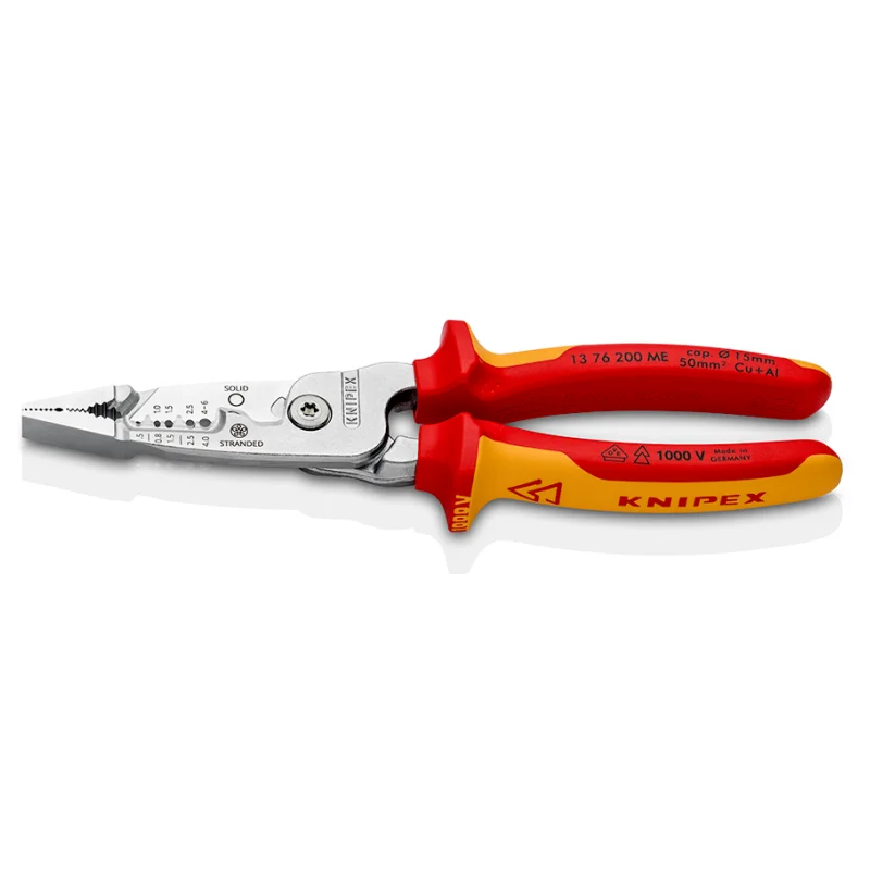 KNIPEX 13 76 200 ME Multifunction Electrician's Wire Stripper Pliers Insulated VDE Tested Chrome-Plated 200 mm