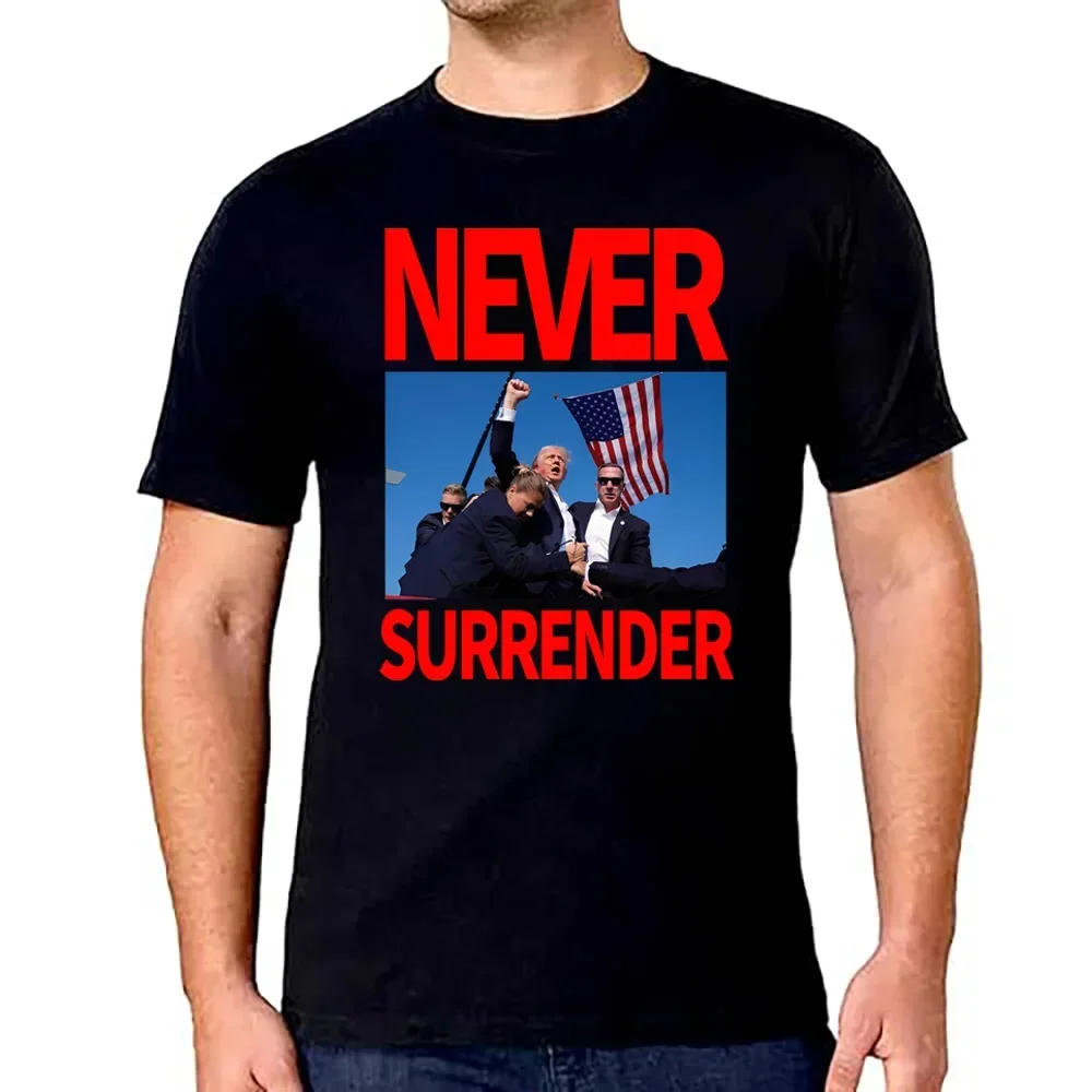 2024 دونالد ترامب القتال تي شيرت مطبوع الصيف الرجال النساء قصيرة الأكمام بلايز ترامب اغتيال الجرافيك تي شيرت مضحك التي شيرت