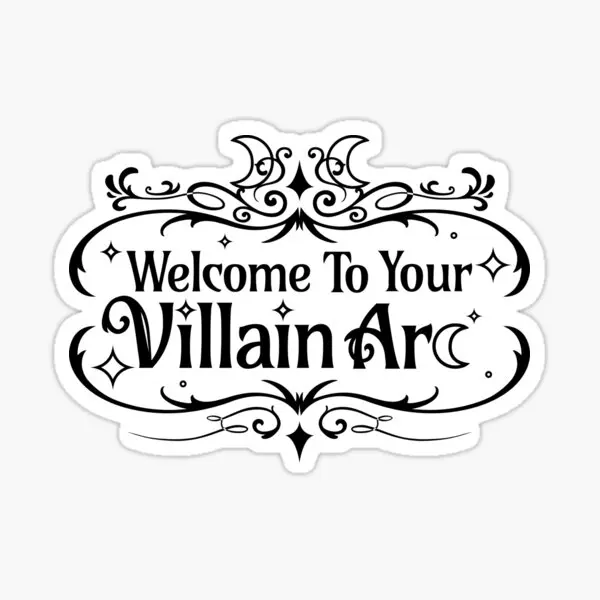 Welcome To Your Villain Arc Blk On Lila  5PCS Stickers for Living Room Print Wall Background Luggage Funny Stickers Laptop Kid