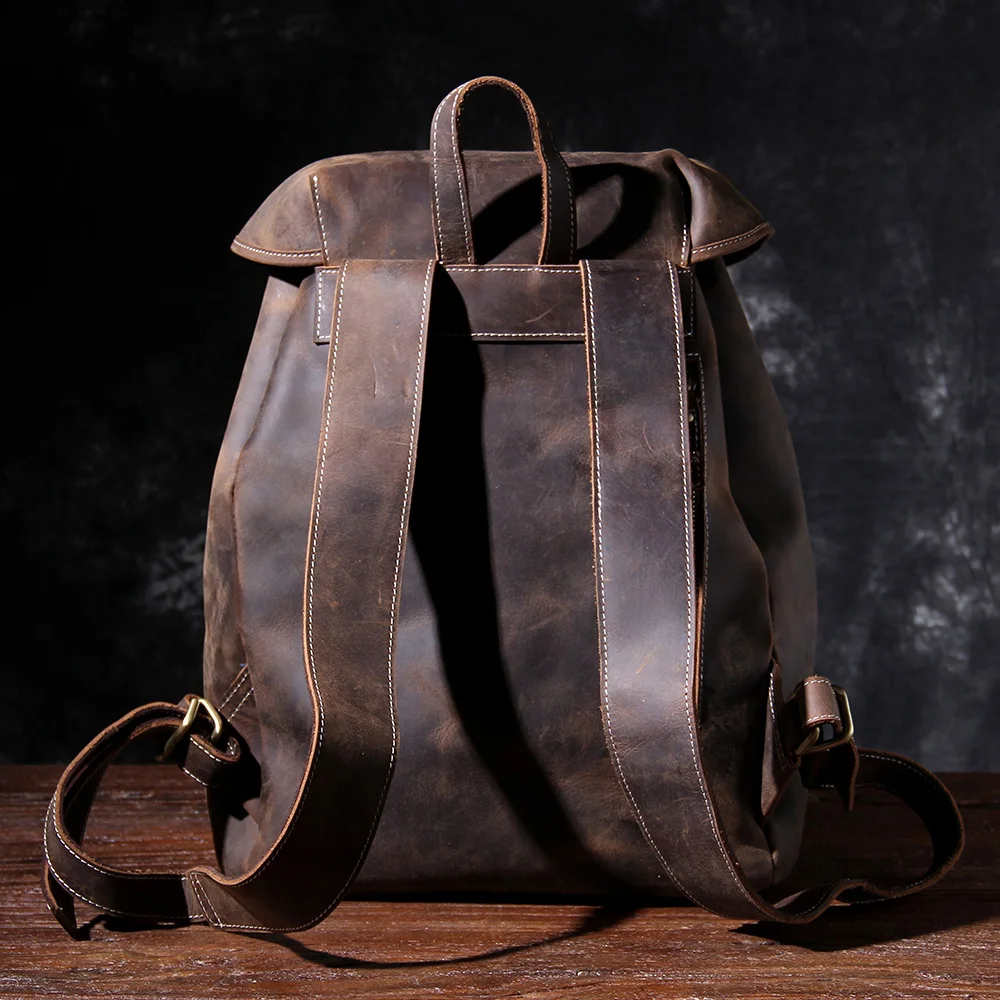 S.WORKER Vintage Echtleder-Rucksack für Herren, Reise-Vintage-Crazy-Horse-Schultasche, Große Laptop-Schultertasche aus Rindsleder für Männer – Detail 24