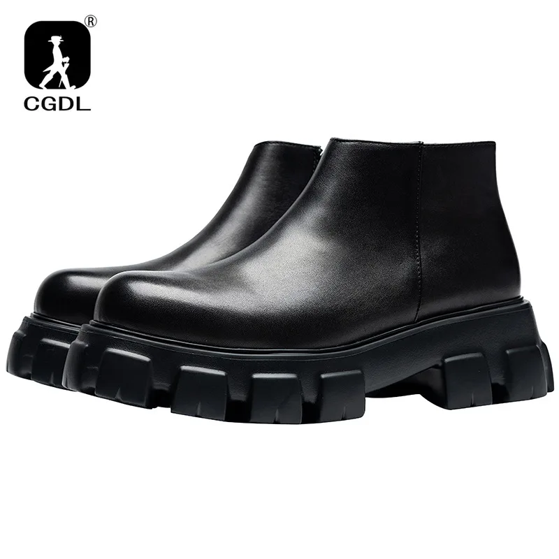 Men\'s Classic Retro Genuine Leather Chelsea Boots Men Fashion Ankle Boot Mens Casual British Style Short Boot Platform Shoes
