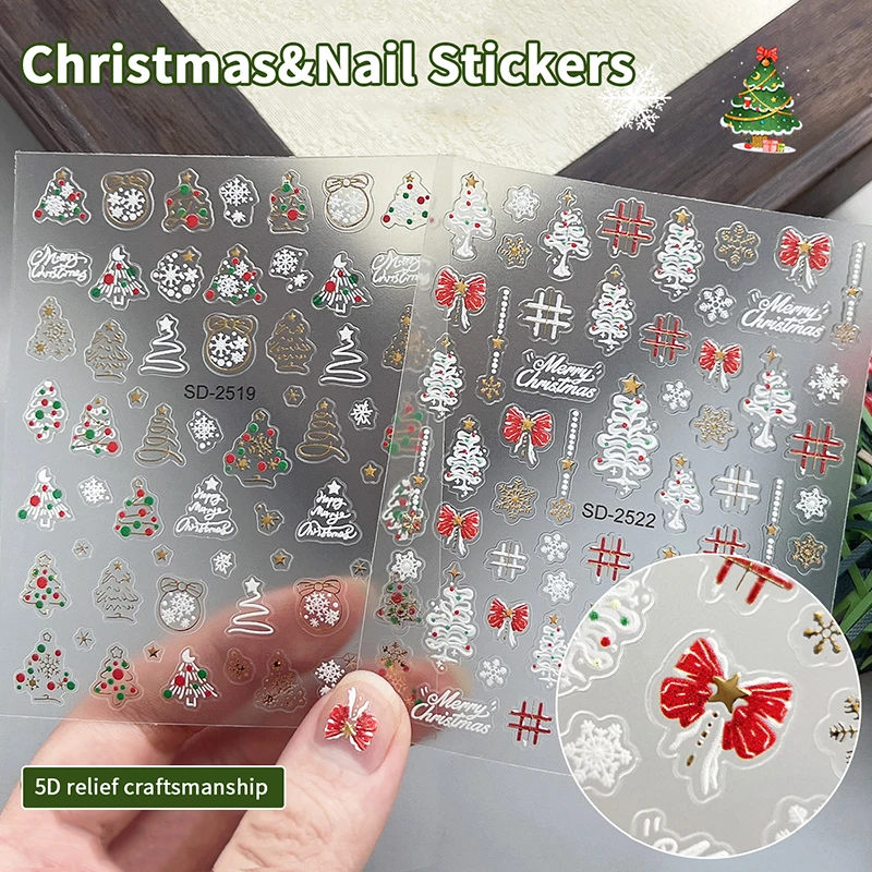 1Pcs Christmas Nail Stickers - Christmas Tree, Snowflakes, Elk, Snowman Fashion Pattern Autumn Winter Nail Art Decoration Decal