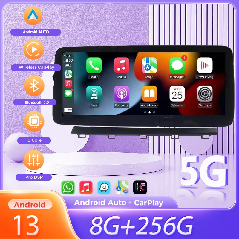 

10.25Inch Android 14 Blu-ray Screen Car Radio For Mercedes Benz GLK Class 2008-2012 Multimedia Player GPS Navi CarPlay Head Unit