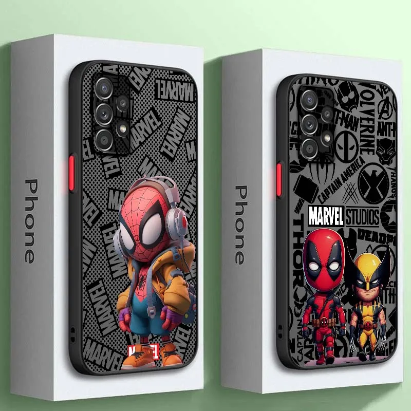 

Чехол для телефона «Человек-паук Дэдпул Росомаха» для Samsung A56 A42 A36 A34 A33 A32 A23 A16 A04 A03 Note 20 5G, матовый полупрозрачный чехол