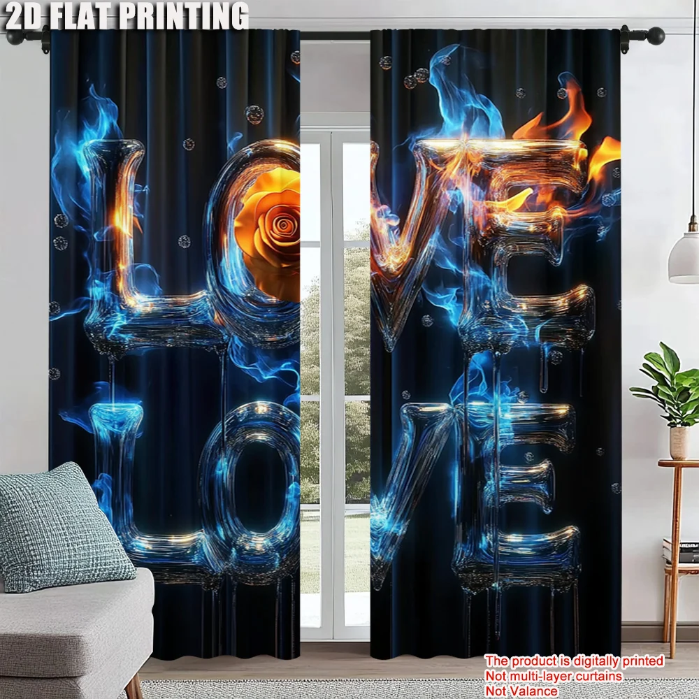 

2pc, Drapes Flowers and letters Blackout Polyester Spring Party & Holiday Decor Suitable for Holiday Family Party Decorations
