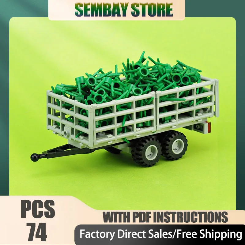 

Moc Building Bricks Modular Trailer for Green Tractor Model Technology Blocks Christmas DIY Toy Construction Holiday Gifts