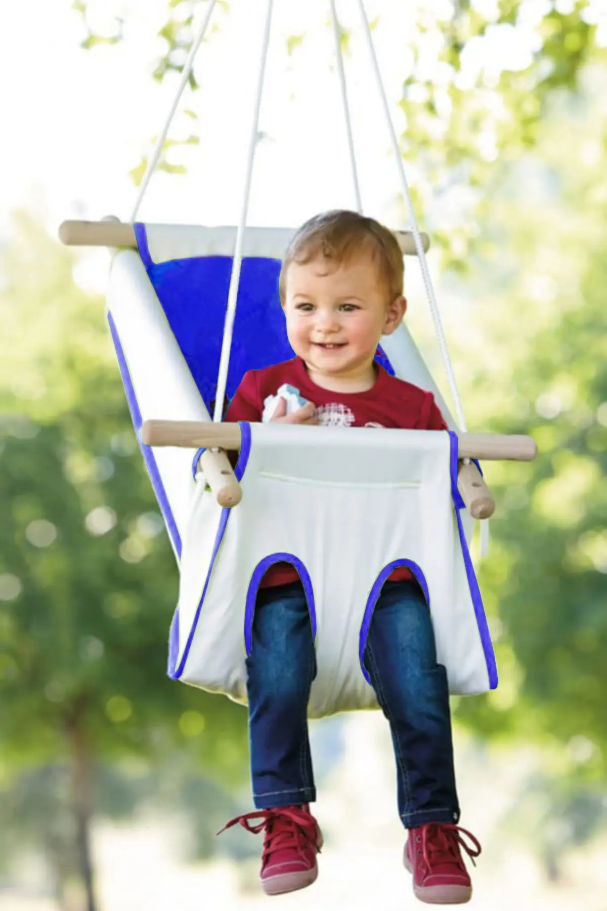 Baby Bounce Swing Hammock Crib Chair Wooden Children Kindergarten Outdoor Safety Parent-Child Interactive Toys Kids Product