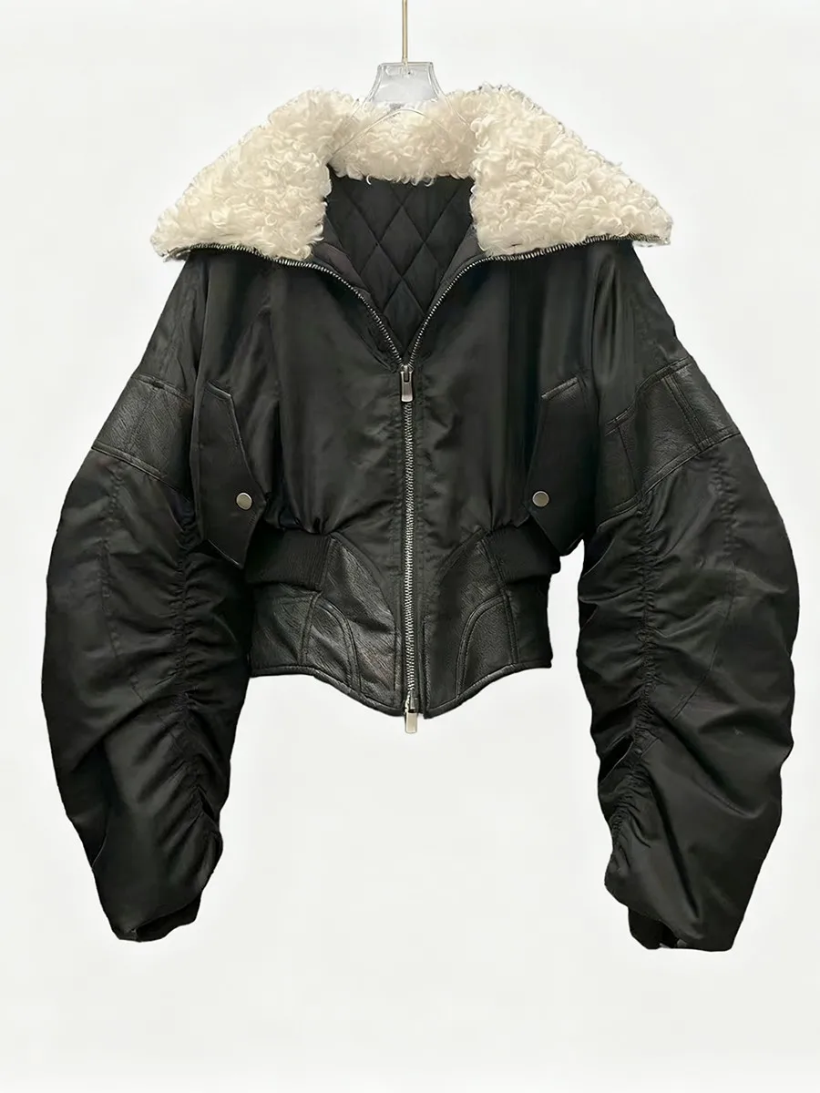 TWOTWINSTYLE التخسيس تقسم الجلود سترات أنيقة للنساء التلبيب كم طويل تونك المرقعة يتدفقون سترة عادية الإناث #6