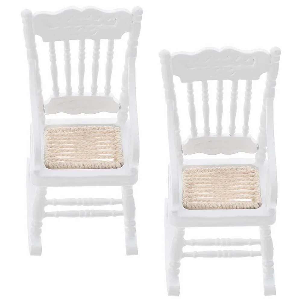 

2Pcs Mini House Rocking Chair Wooden Lightweight Realistic Compact Decoration Accessory for Dollhouse Furniture Scene DIY