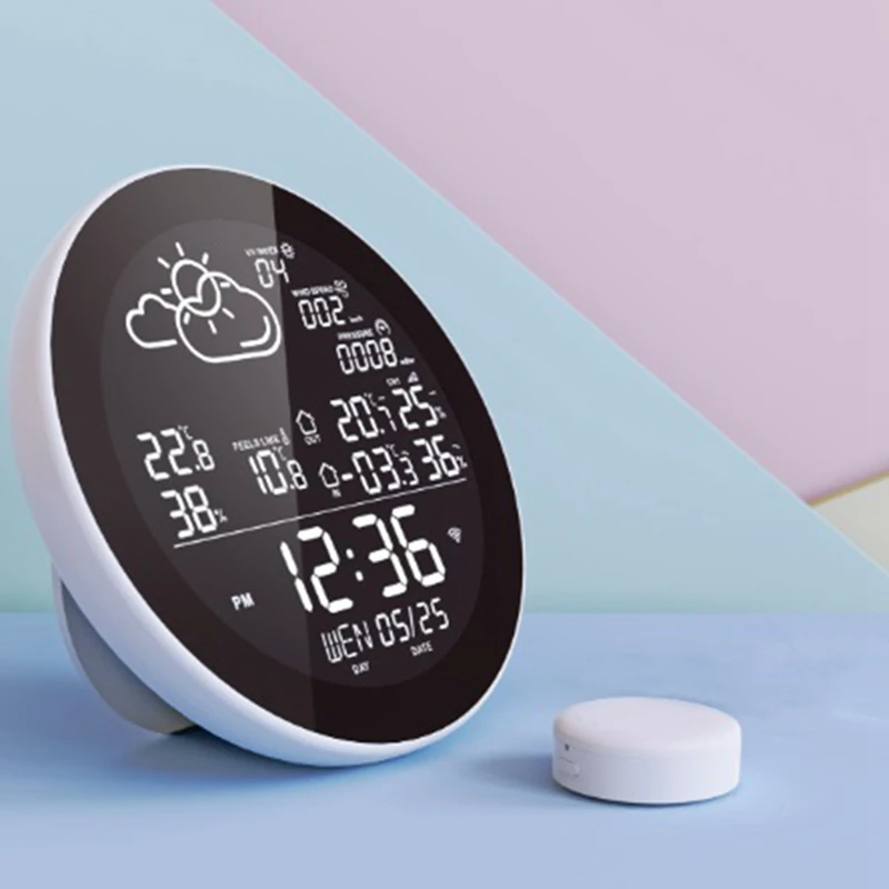 Tuya Wifi Orologio meteorologico Previsioni meteo Meteo Termometro intelligente wireless Igrometro Sveglia con indicatore remoto-Spina UE