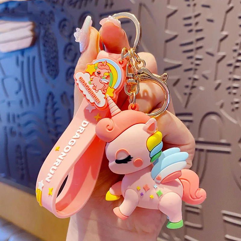 Cartoon Cute Unicorn Key Chain Rainbow Horse Key Ring Pony 123st Happy Unicornion Girl Birthday Party Decor Kids Favor Gifts