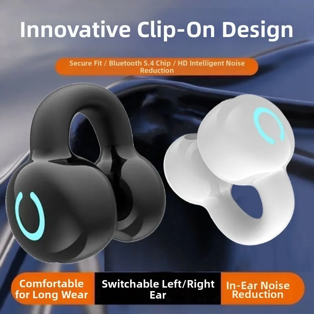 Extra Long Calls General Bluetooth 5.3 Earphone Single Ear Bone Conduction Ear Clip Headphones Long Battery Life HiFi Stereo