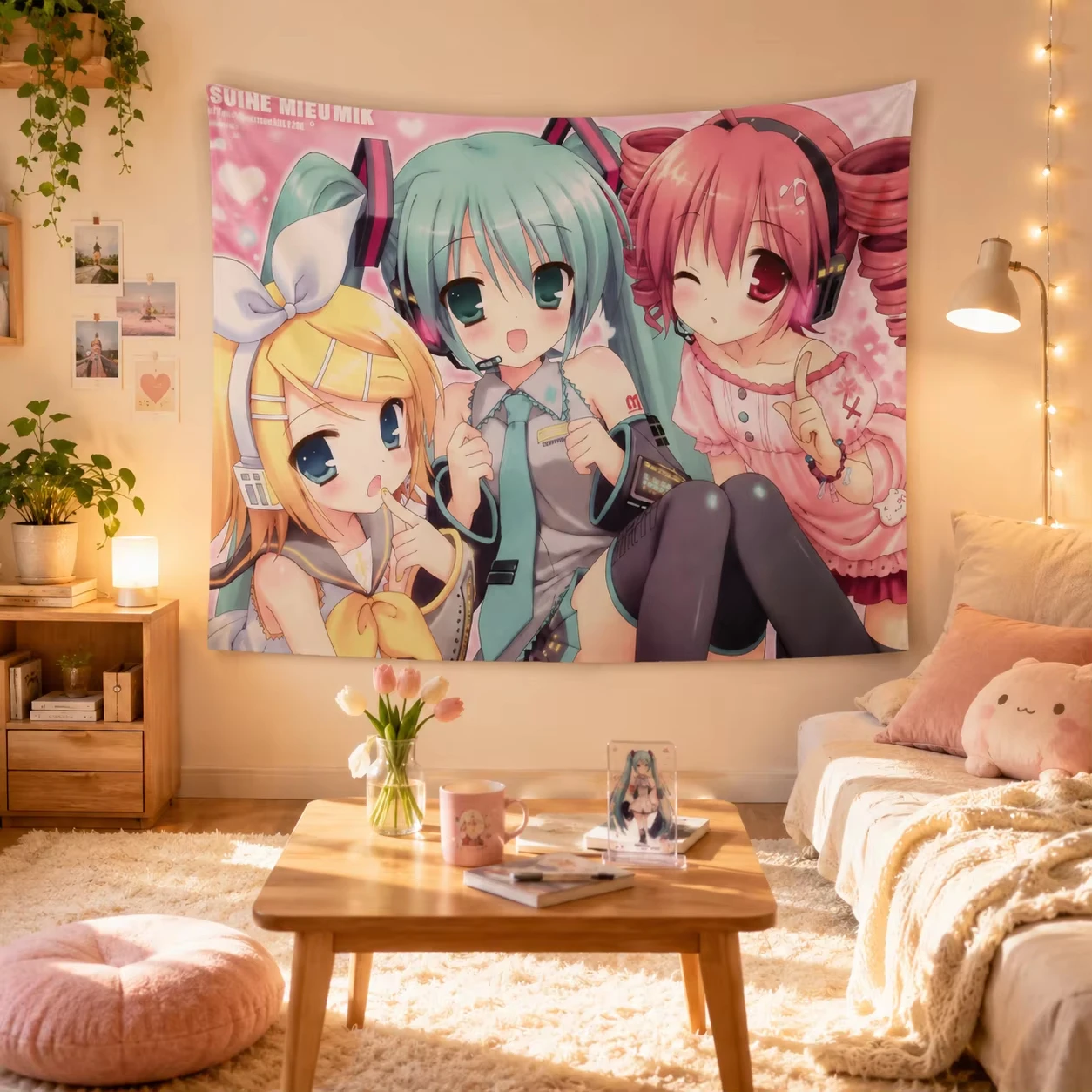 Anime Girl Wall Tapestry Cute Cartoon Character Poster Kawaii Fabric Hanging Wall Art Decor Bedroom Living Room Decoration Gift